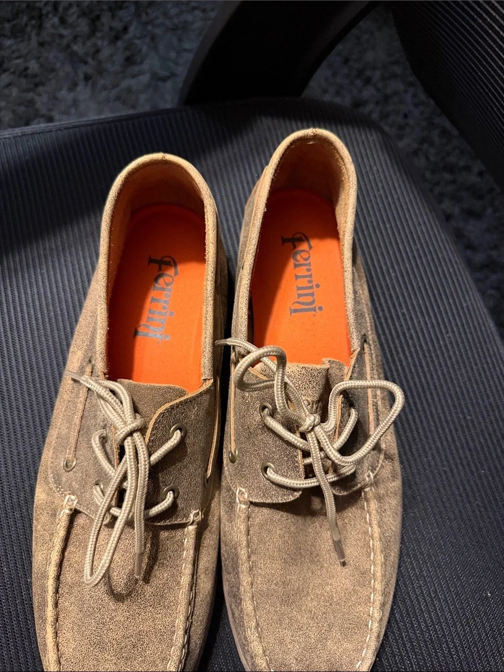 Ferrini Men's Suede Boat Shoes in Tan